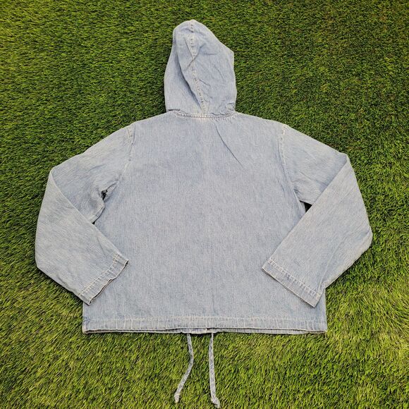 Studio-Ease Denim Hoodie Womens Medium 21x21 Cropped Boxy - Picture 2 of 12